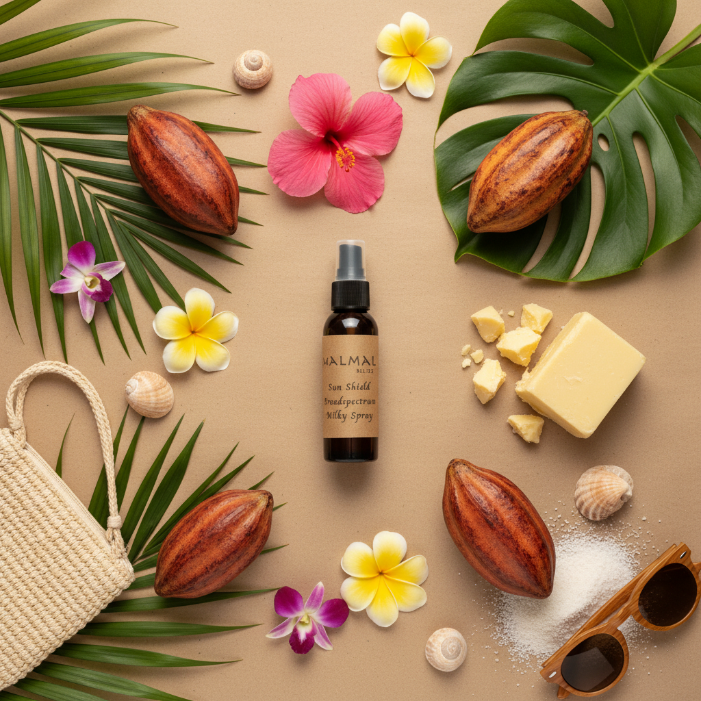 Flat lay with cacao