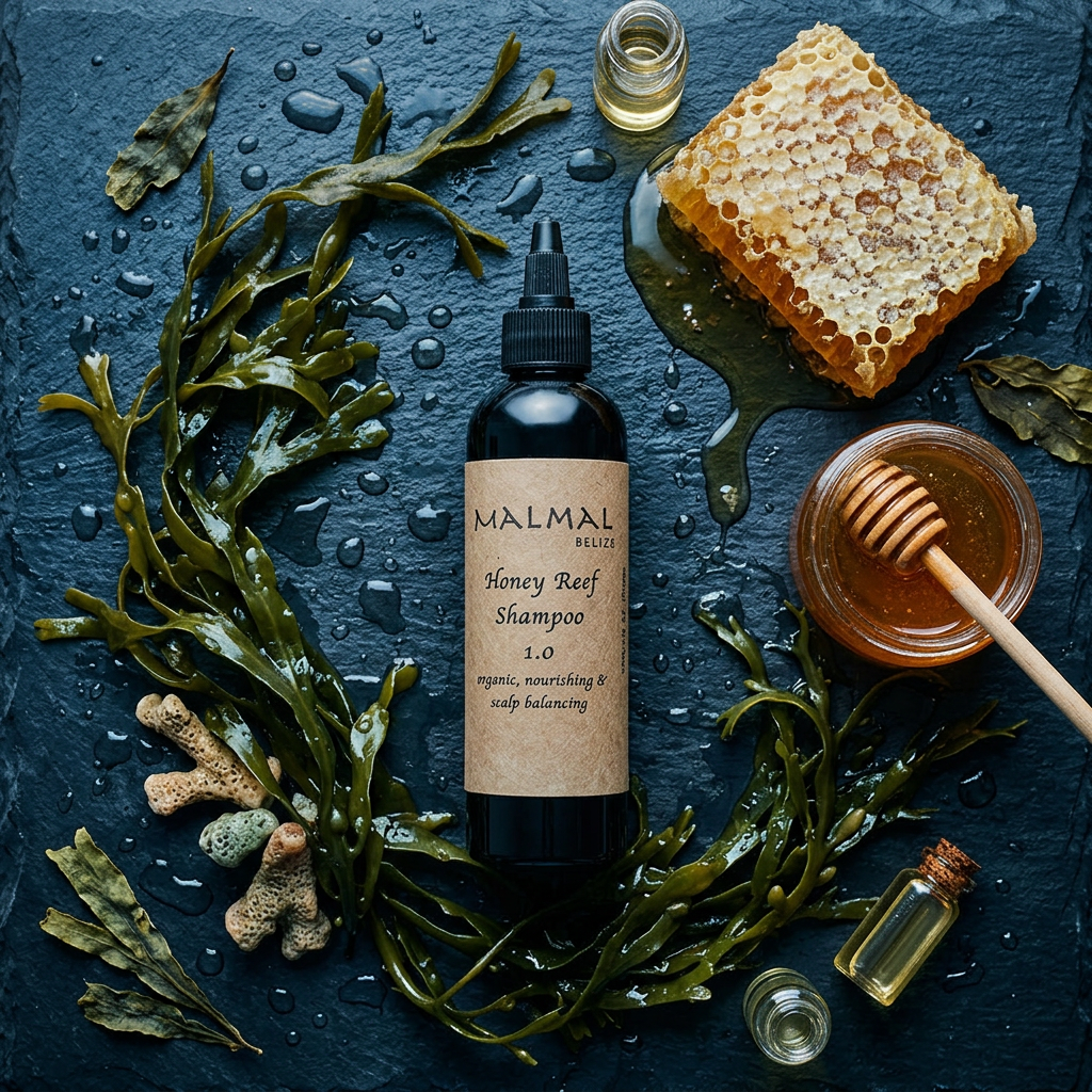 Honey Reef Shampoo Flat Lay